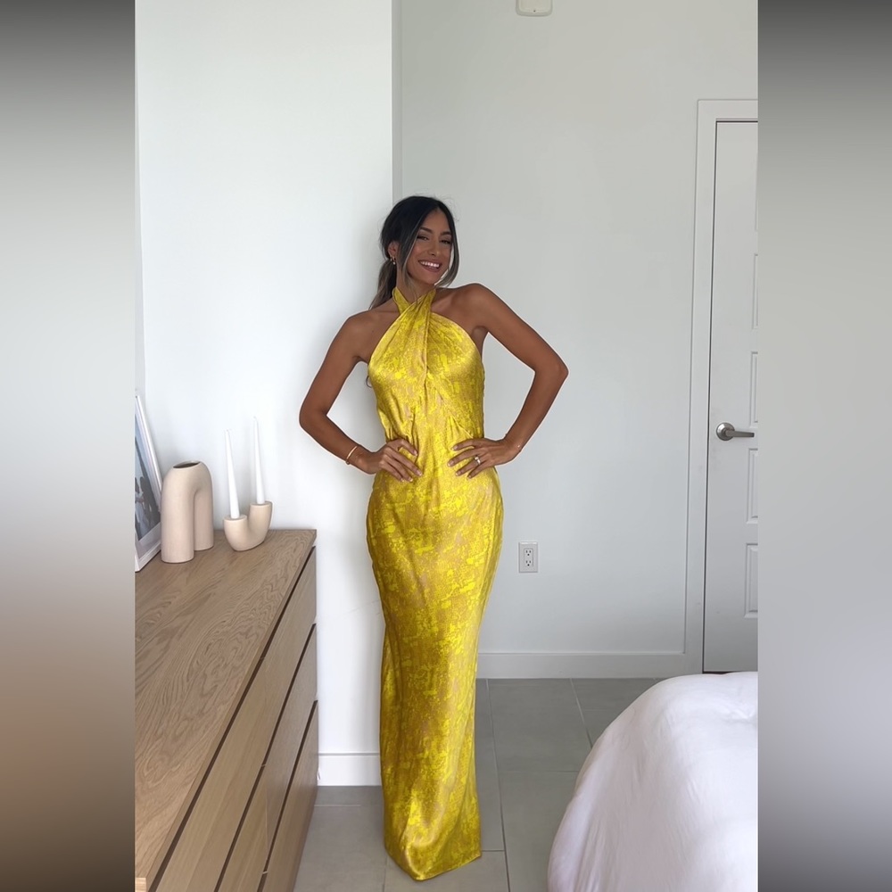 L’AGence Yellow Silk Dress